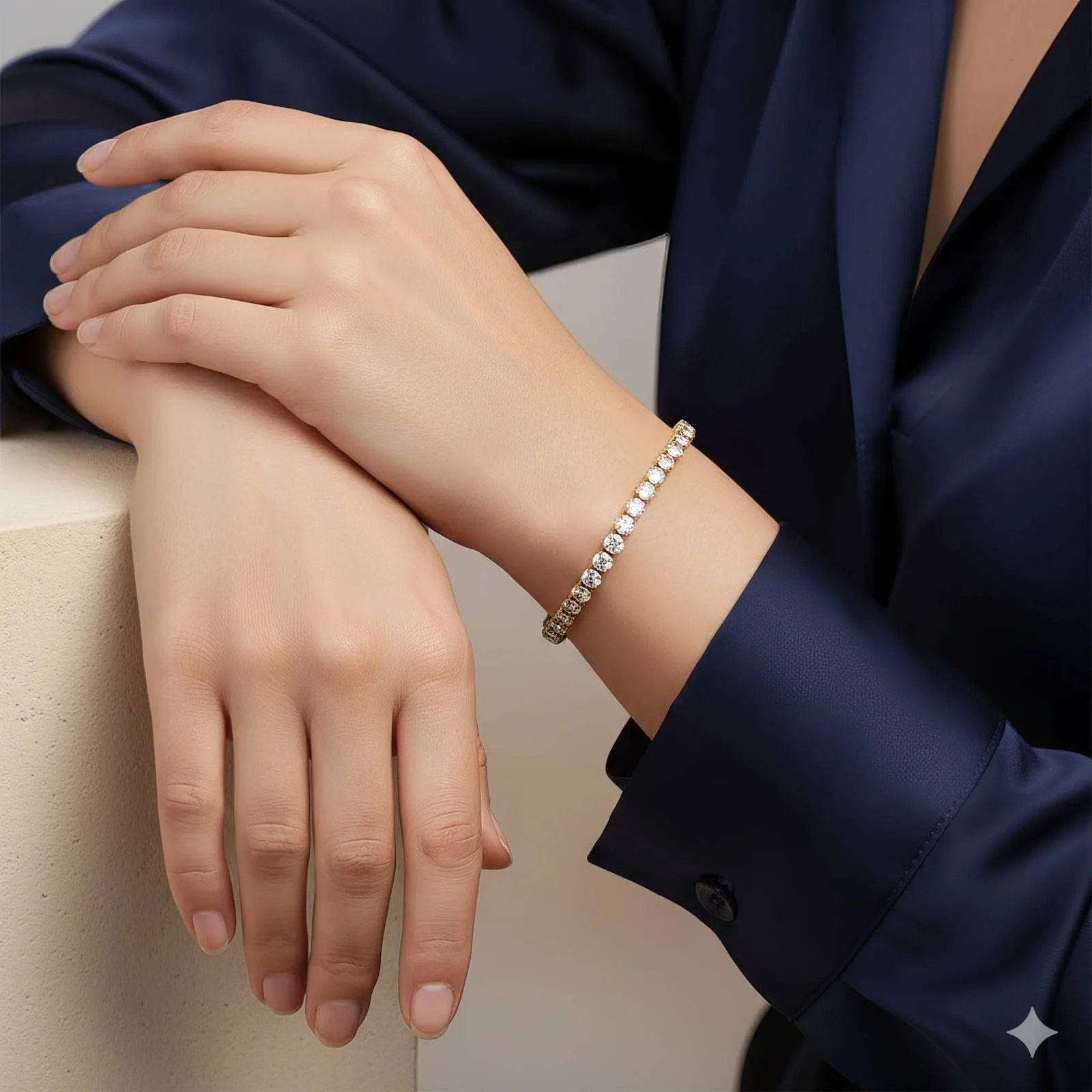 Bratara tennis aurie cu pietre zirconia placata cu aur 18K 2